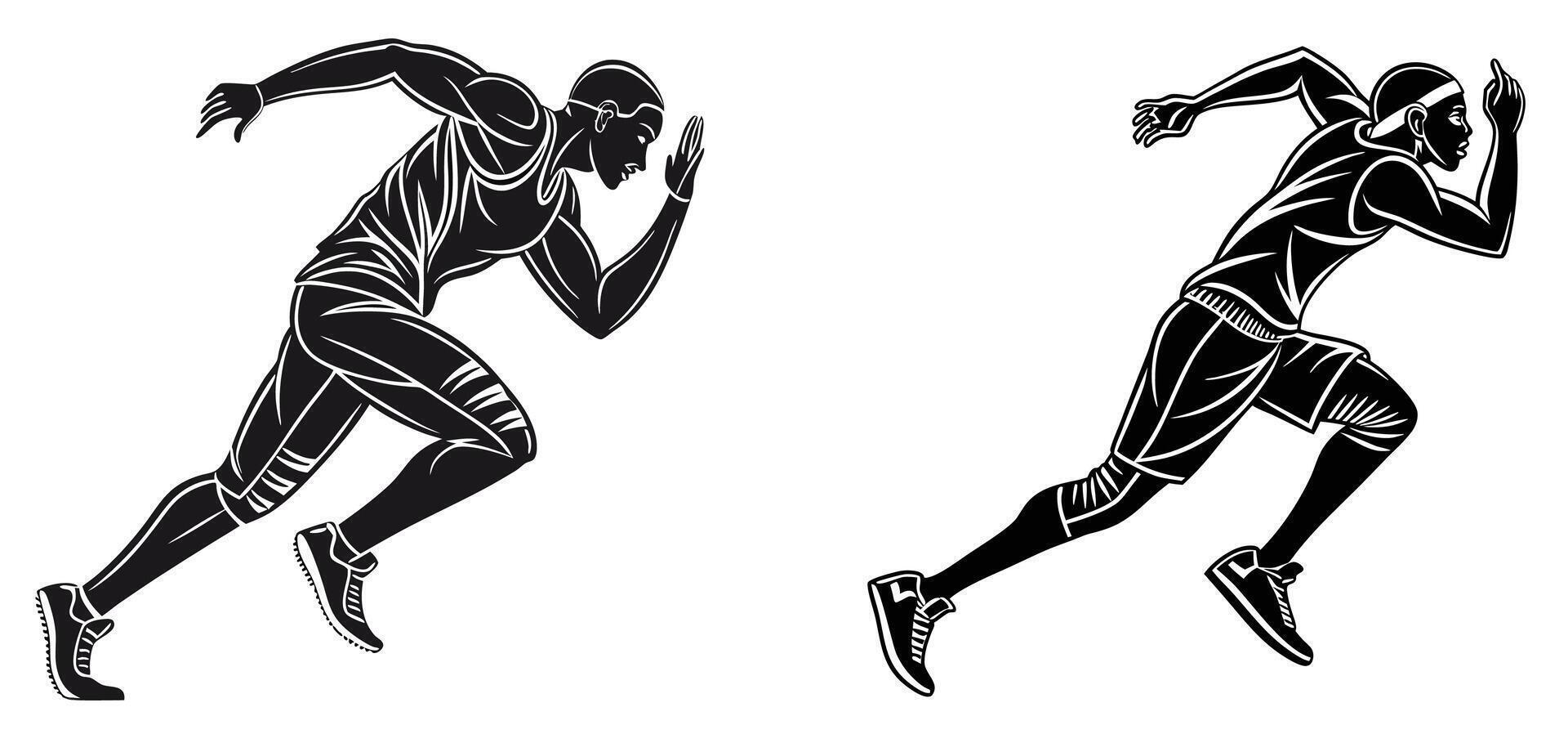 Movement in Sports Dynamic Silhouettes of Athletes vector