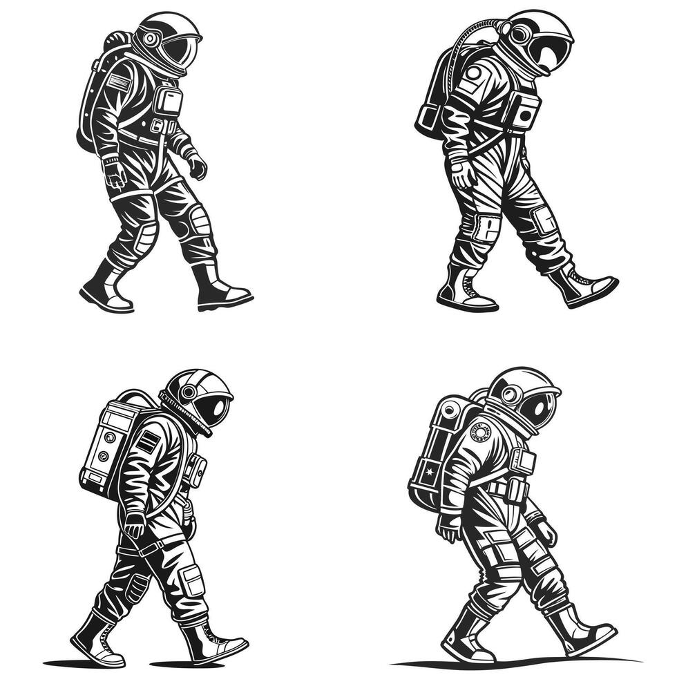 Cosmic Adventure The Walk of a Space Explorer vector