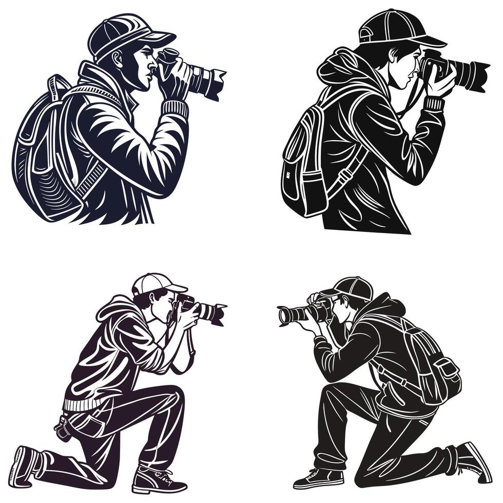 Silhouetted Photographers The Essence of Visual Storytelling vector