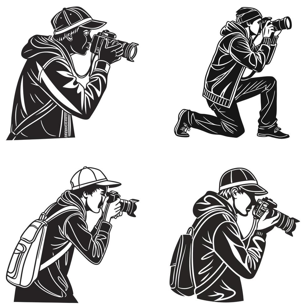 The Perfect Shot Silhouetted Photographers at Work vector