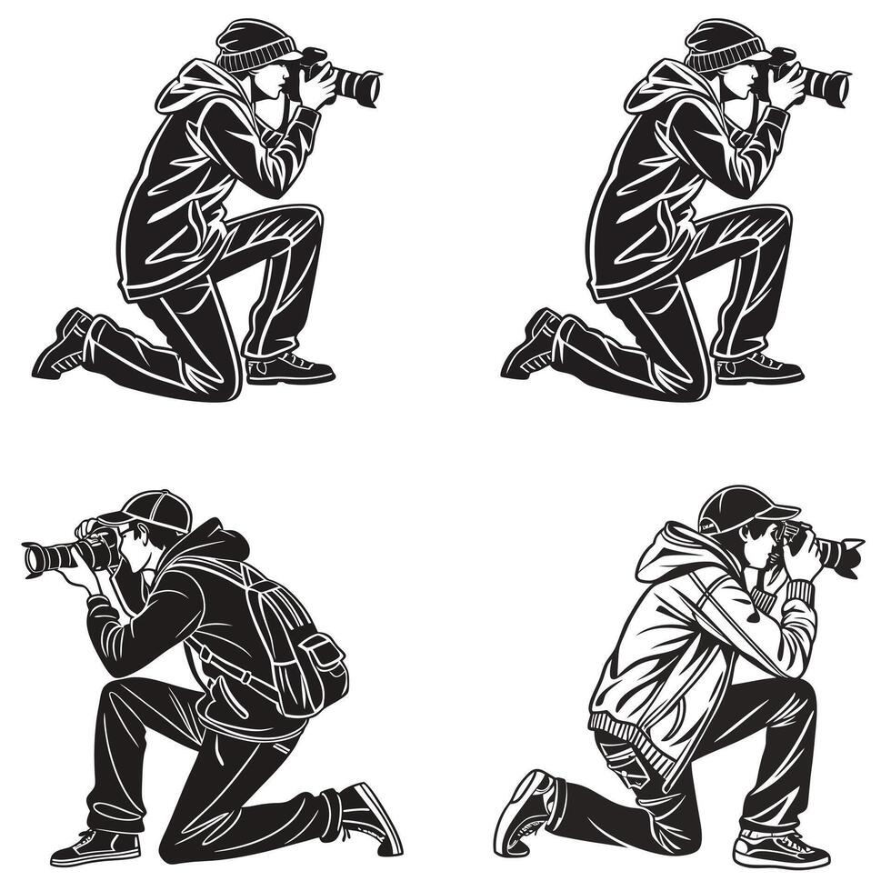 Through the Lens Silhouetted Photographers Capturing Life vector