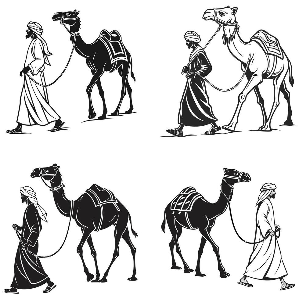 Across the Sands Silhouettes of Nomadic Journeys vector