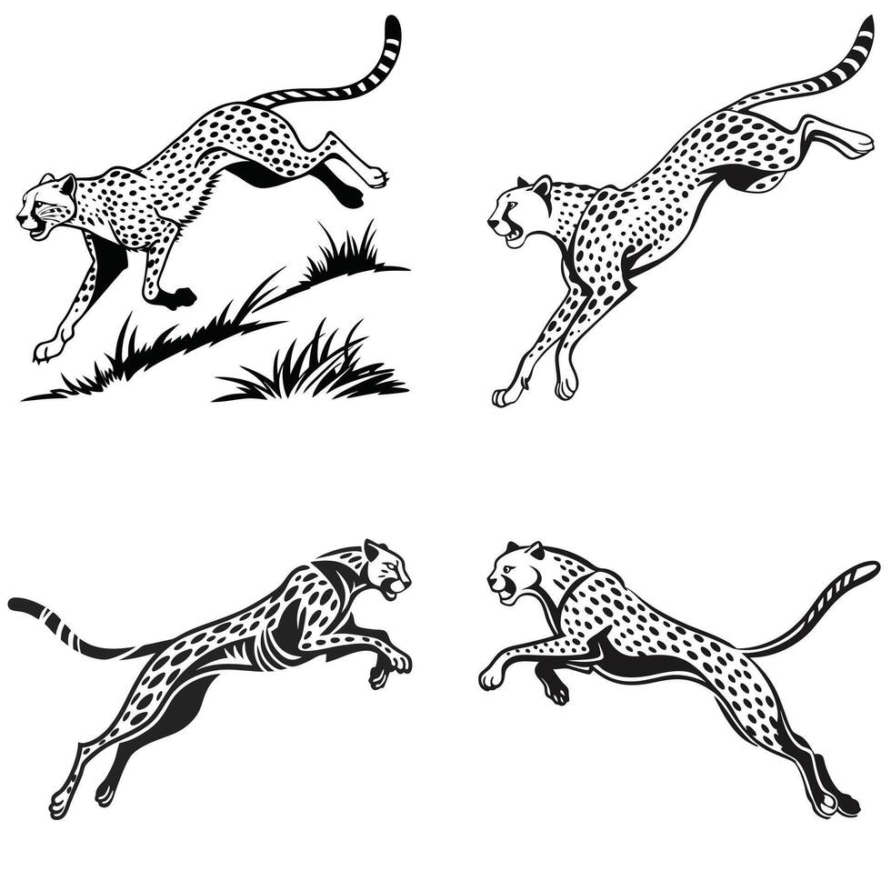 The Spirit of Speed Cheetah Silhouettes in Motion vector