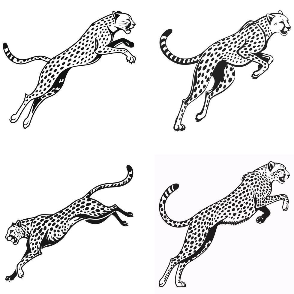 Dynamic Cheetah Silhouettes Speed and Power in Motion design vector