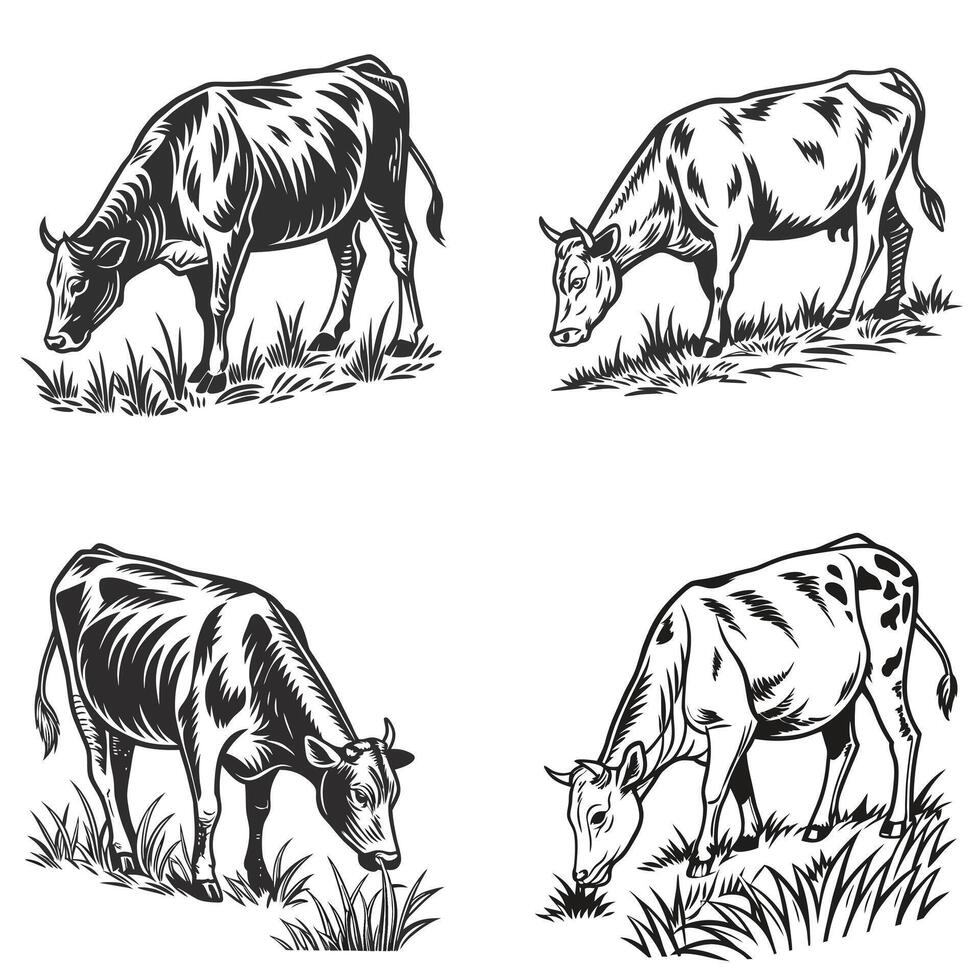 The Essence of Cattle Silhouettes Grace and Strength vector