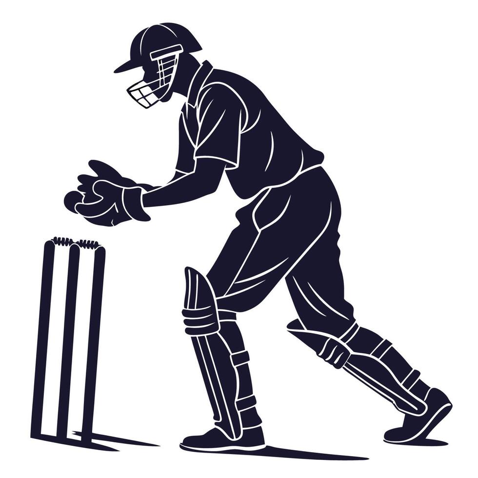 High Speed Cricket Silhouettes Dynamic Sports Art vector