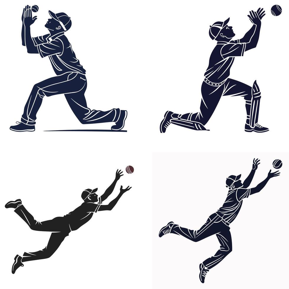 The Power of Cricket Silhouettes in Action vector