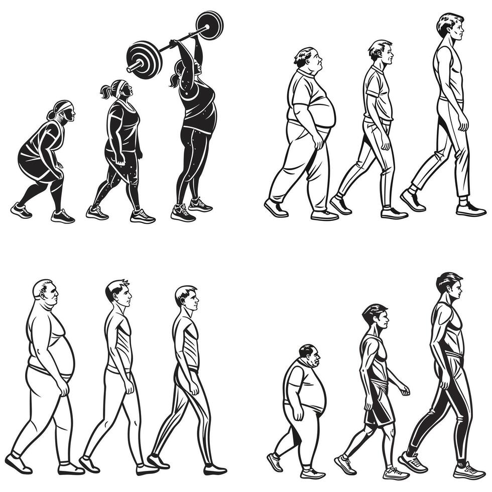 Fitness Awakening Silhouettes of a Transformational Journey vector