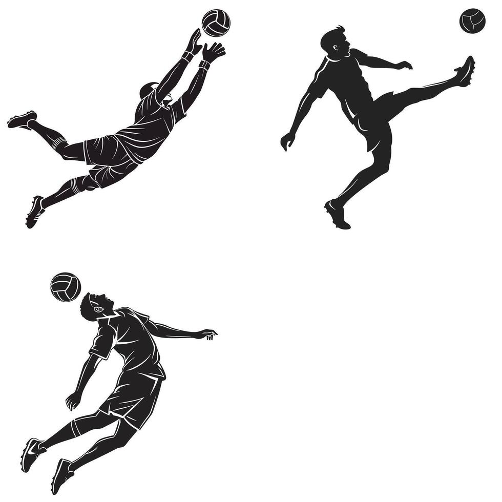 The Flow of the Game Dynamic Soccer Silhouettes vector