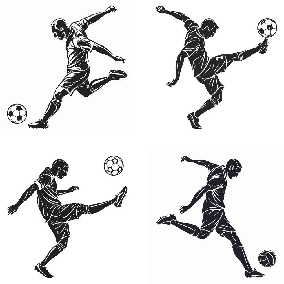 Dynamic Soccer Silhouettes Motion Power And Precision vector