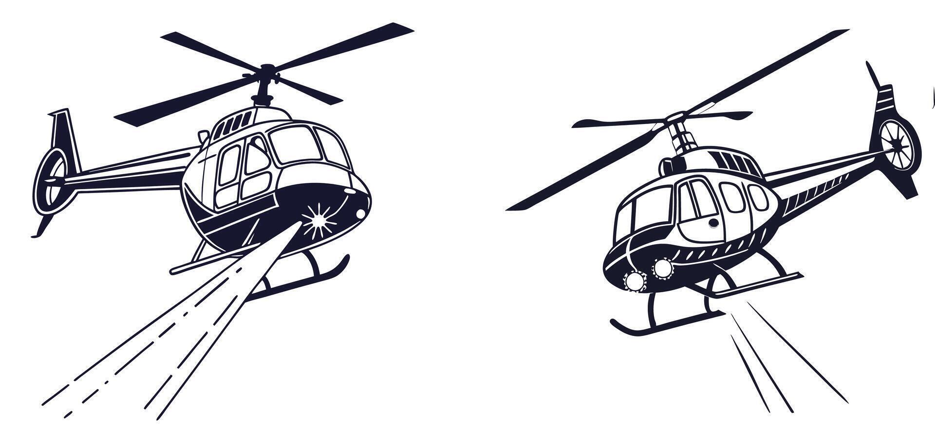 Helicopter Maneuvers A Collection of Silhouettes vector