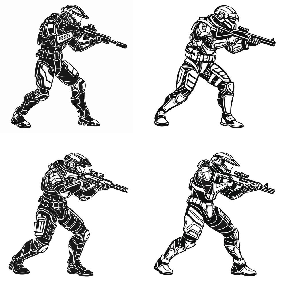 The Art of Plasma Combat Shadow Warriors in Action vector
