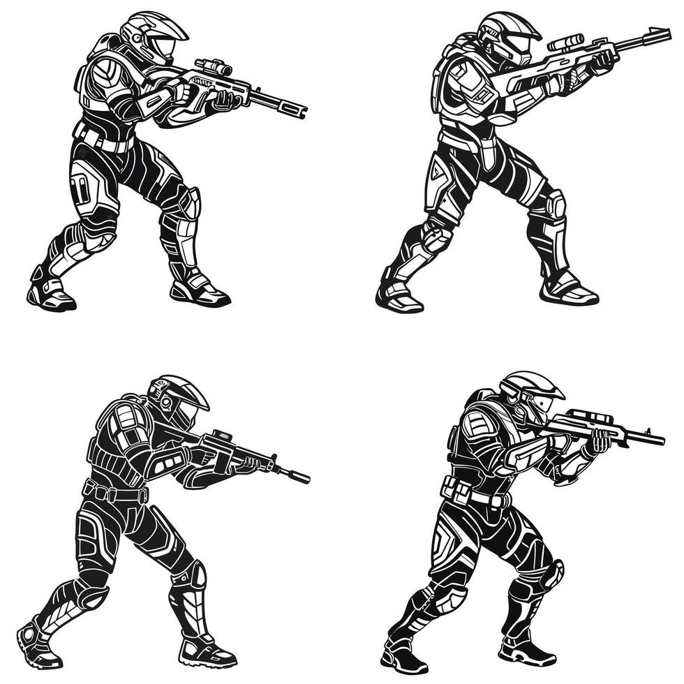 High Tech Shadow Warriors Plasma Energy Fighters vector