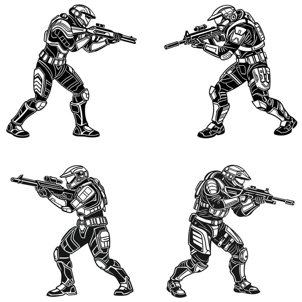 Plasma Combat Masters Futuristic Shadow Fighters vector