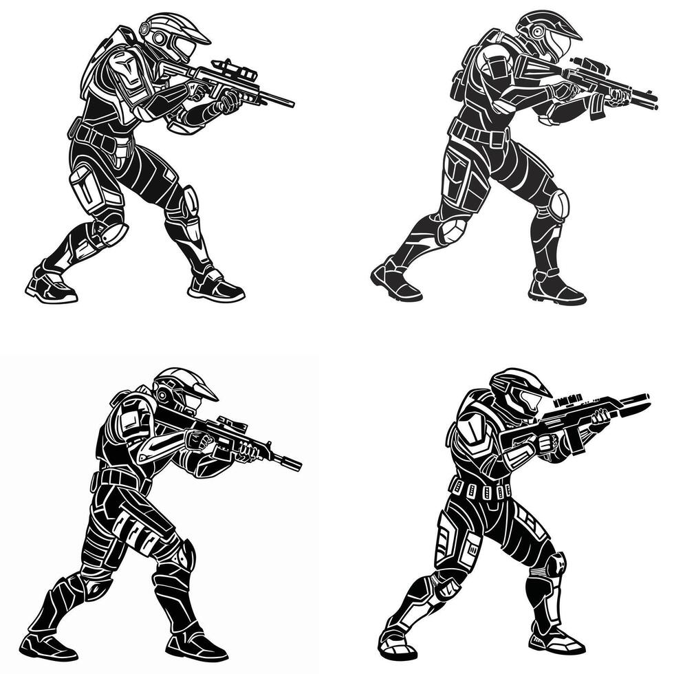 Plasma Shadow Warriors Futuristic Energy Combatants vector