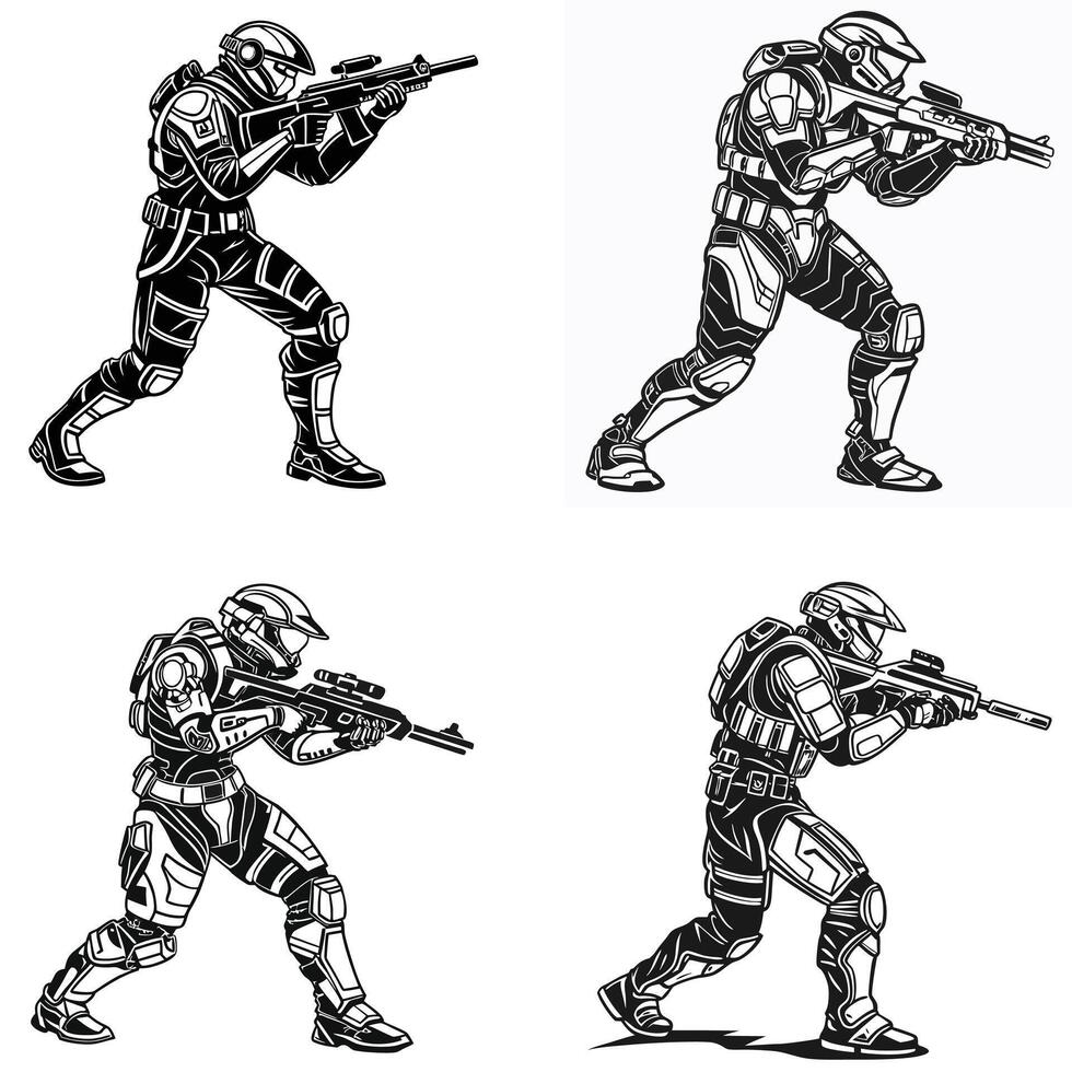 Shadow Warriors of the Future Plasma Energy Fighters vector