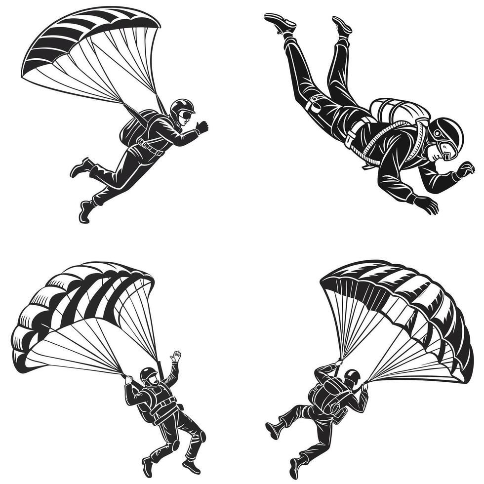 Freefall Expressions Skydiving Silhouettes in Action vector