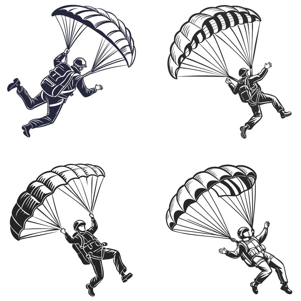 Shadows in the Sky The Elegance of Parachute Descent vector