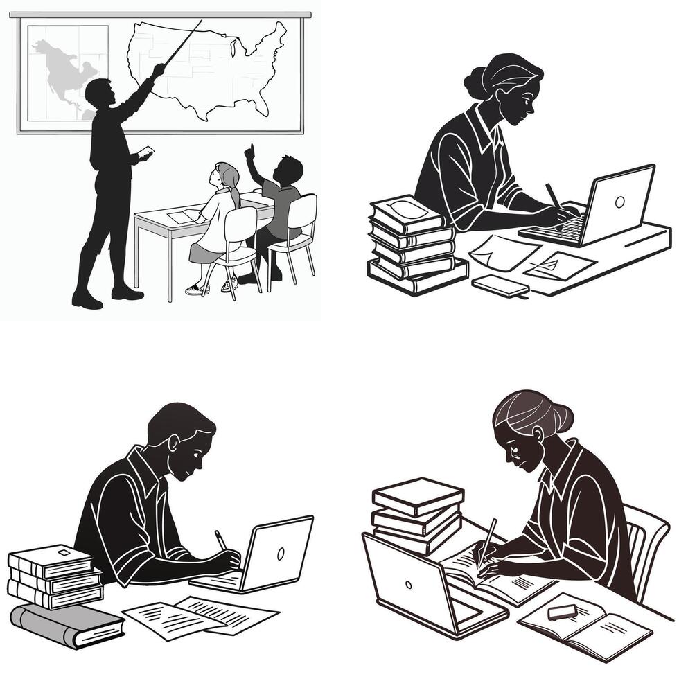 Graceful Motion Silhouettes A Study in Movement and Expression vector
