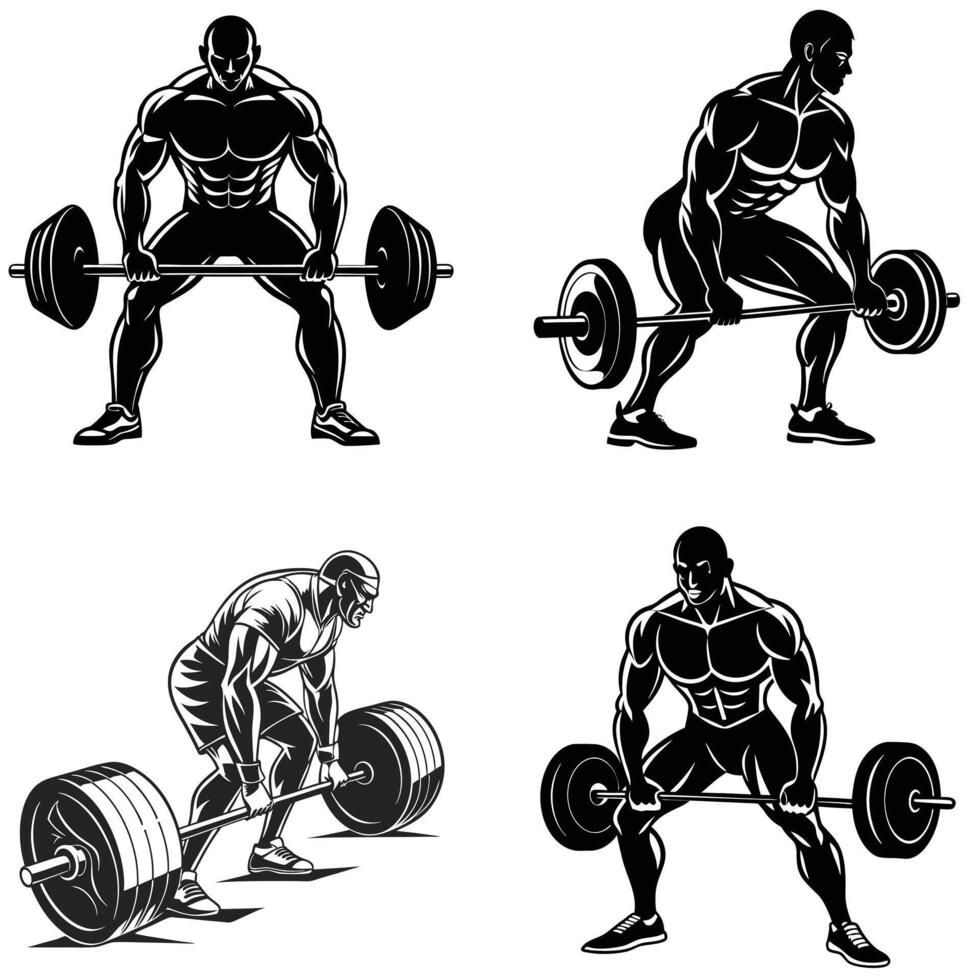 Powerful Movements Silhouettes Capturing Strength in Action vector