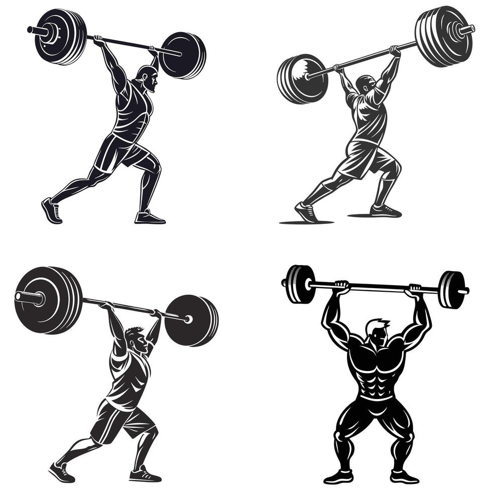 Power and Motion The Art of Strength in Silhouette vector