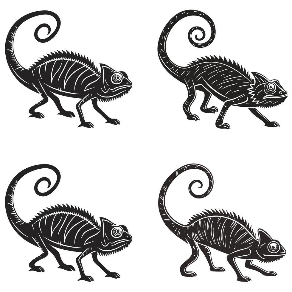 Chameleon Motion Silhouette Art vector