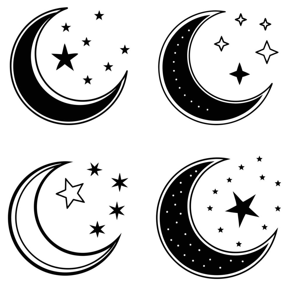 Moon Silhouettes with Mystic Vibes vector
