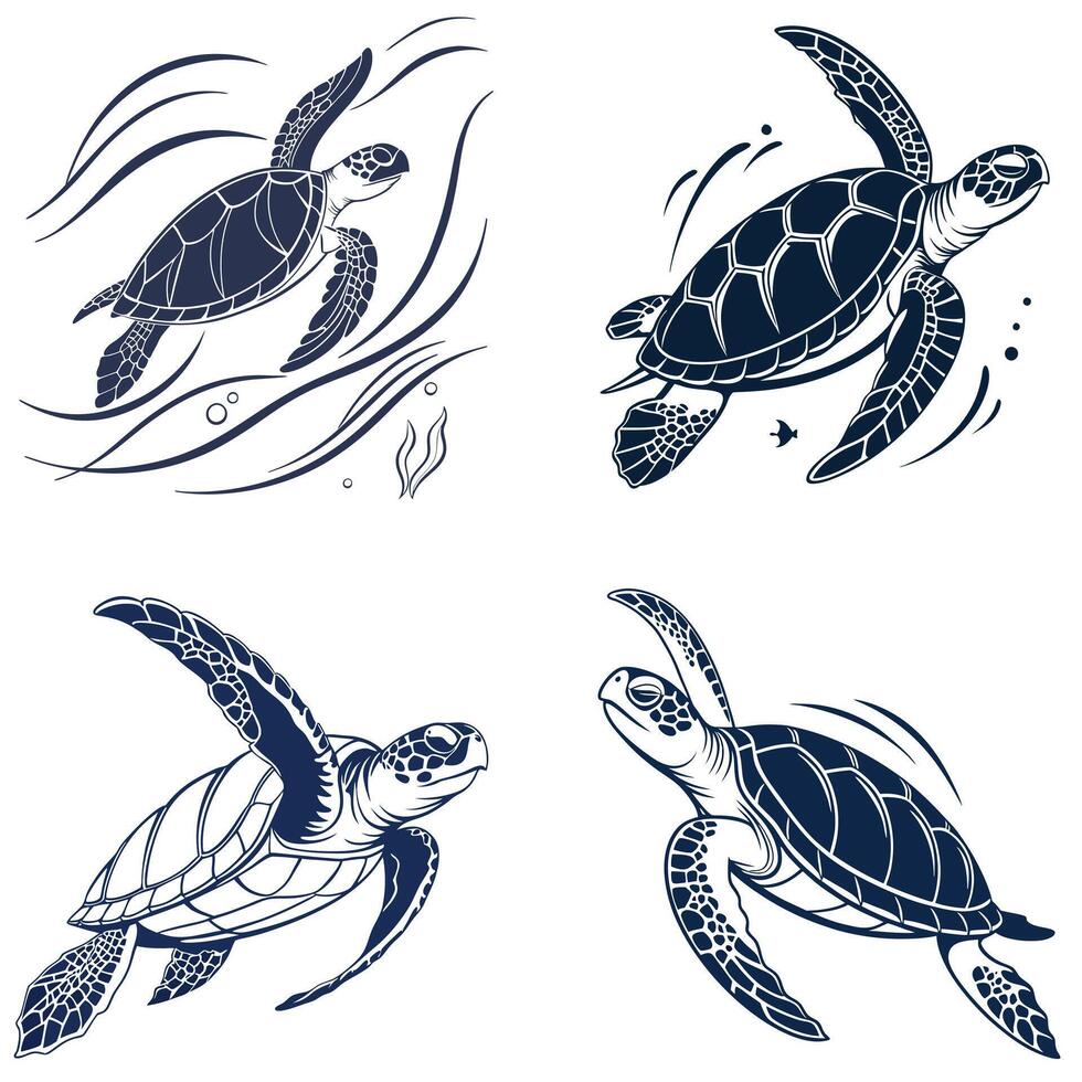 Elegant Turtles Moving Timelessly vector
