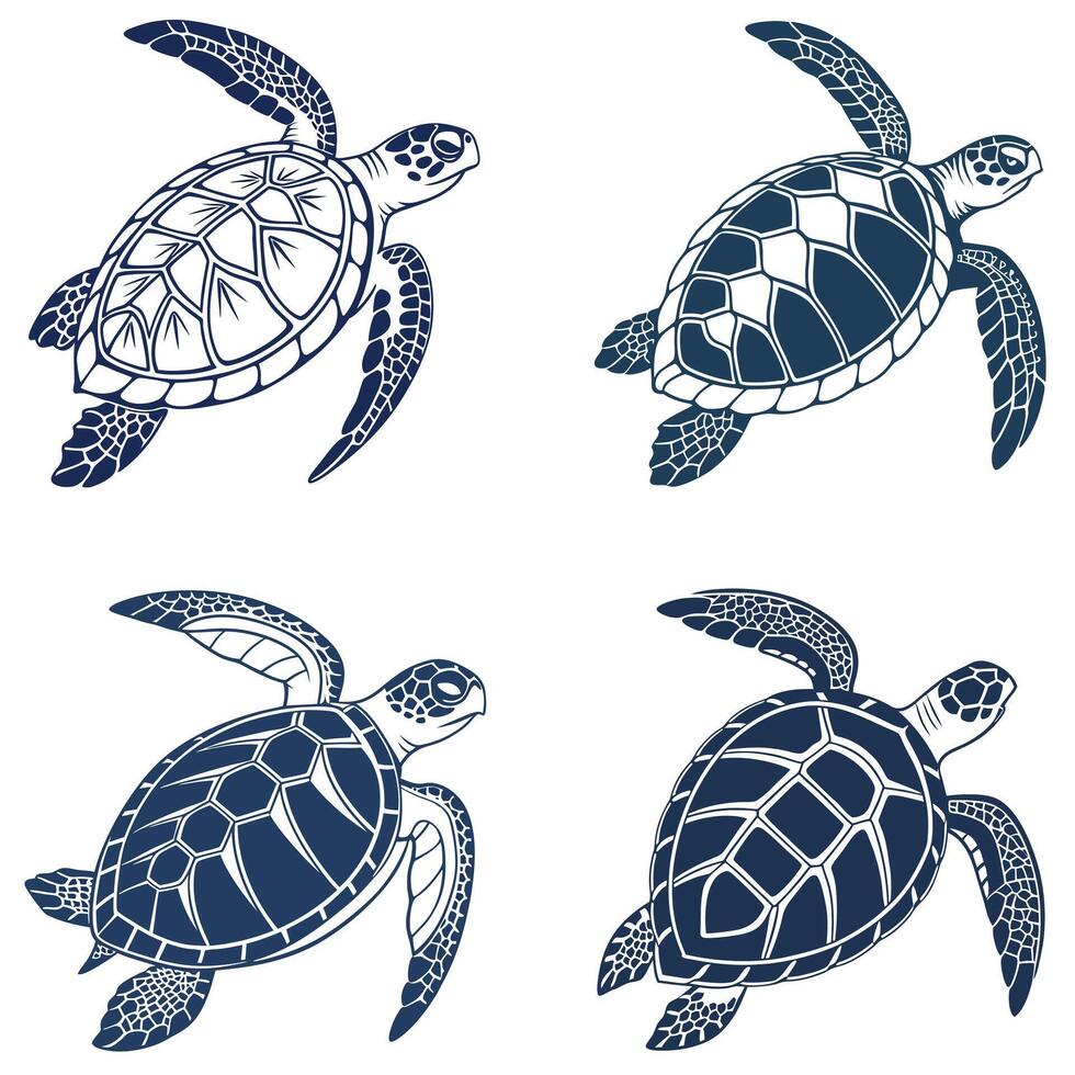 Turtles Gliding in Timeless Motion vector