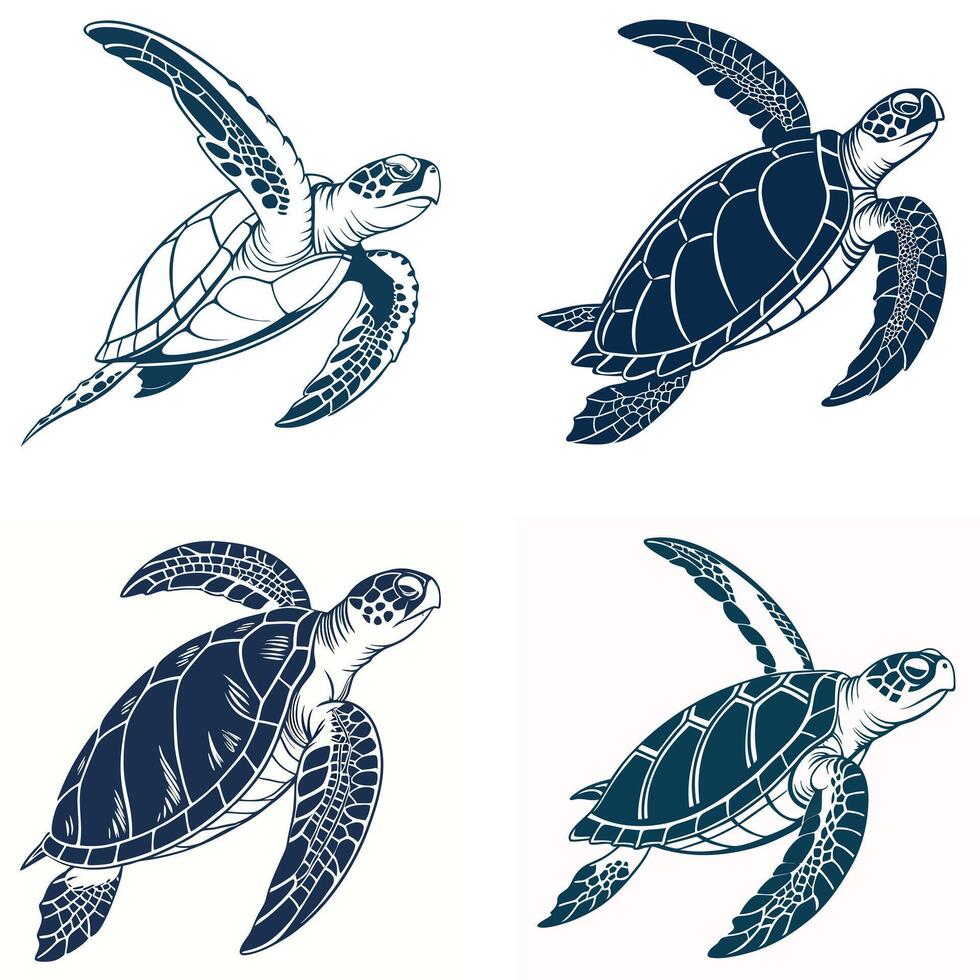 Timeless Turtles in Motion vector