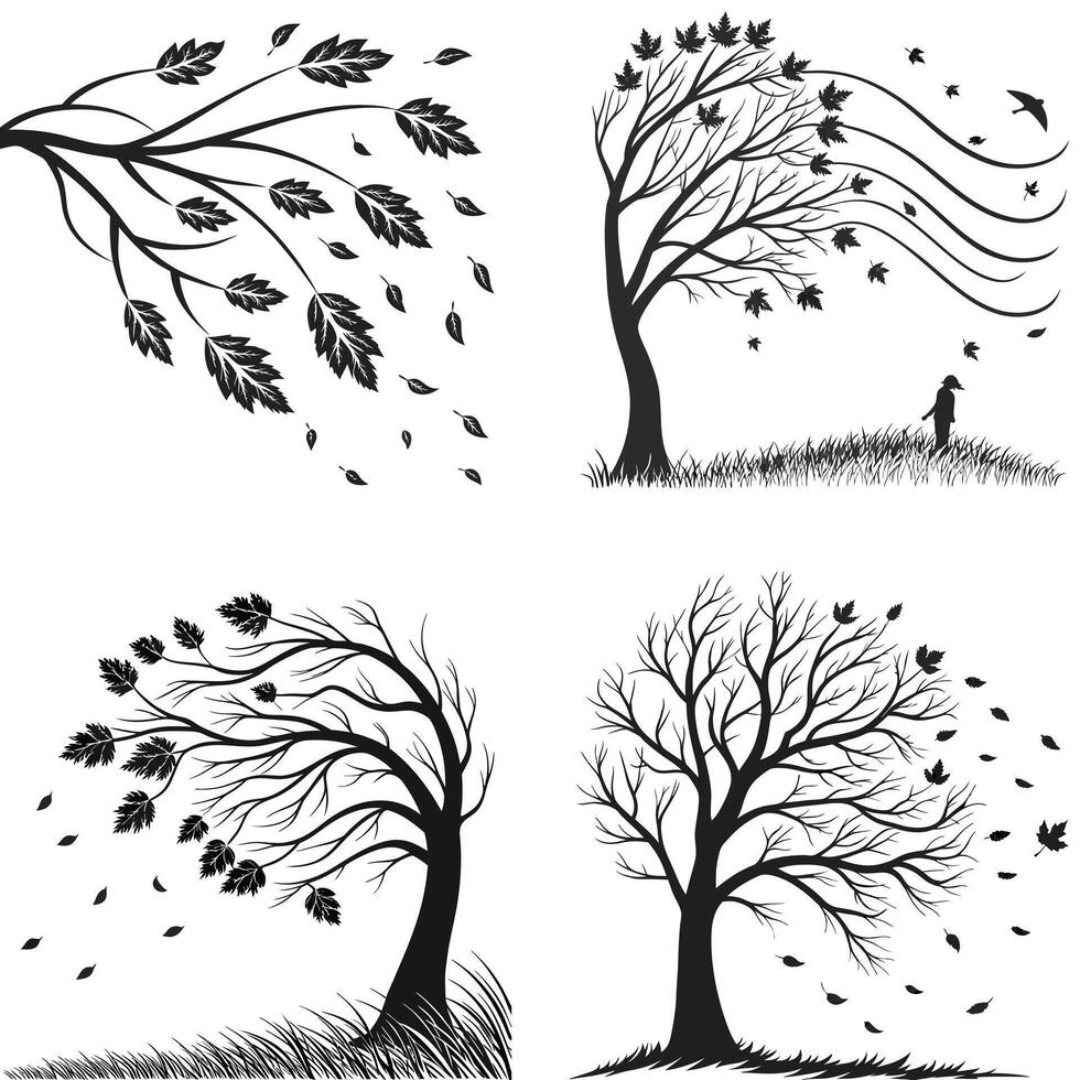 Wind Blowing Whispering Leaves vector