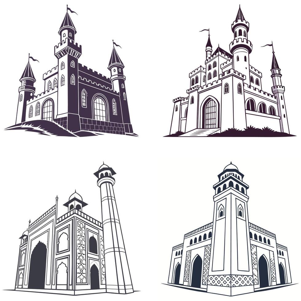 Medieval Castle Silhouette vector