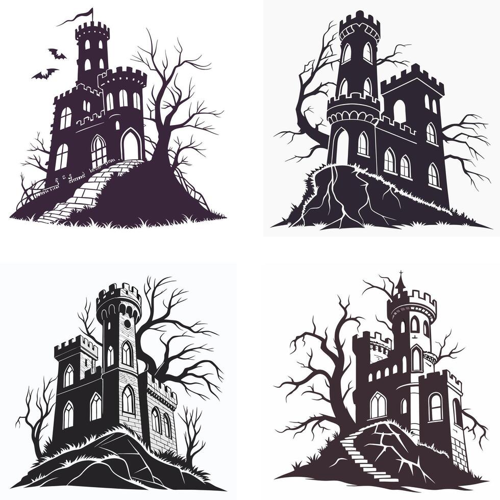 Magical Fortress Silhouettes vector