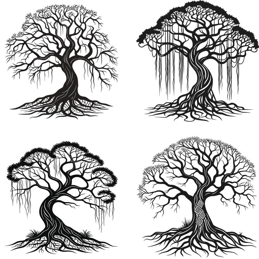 Mystical Forest Silhouettes vector