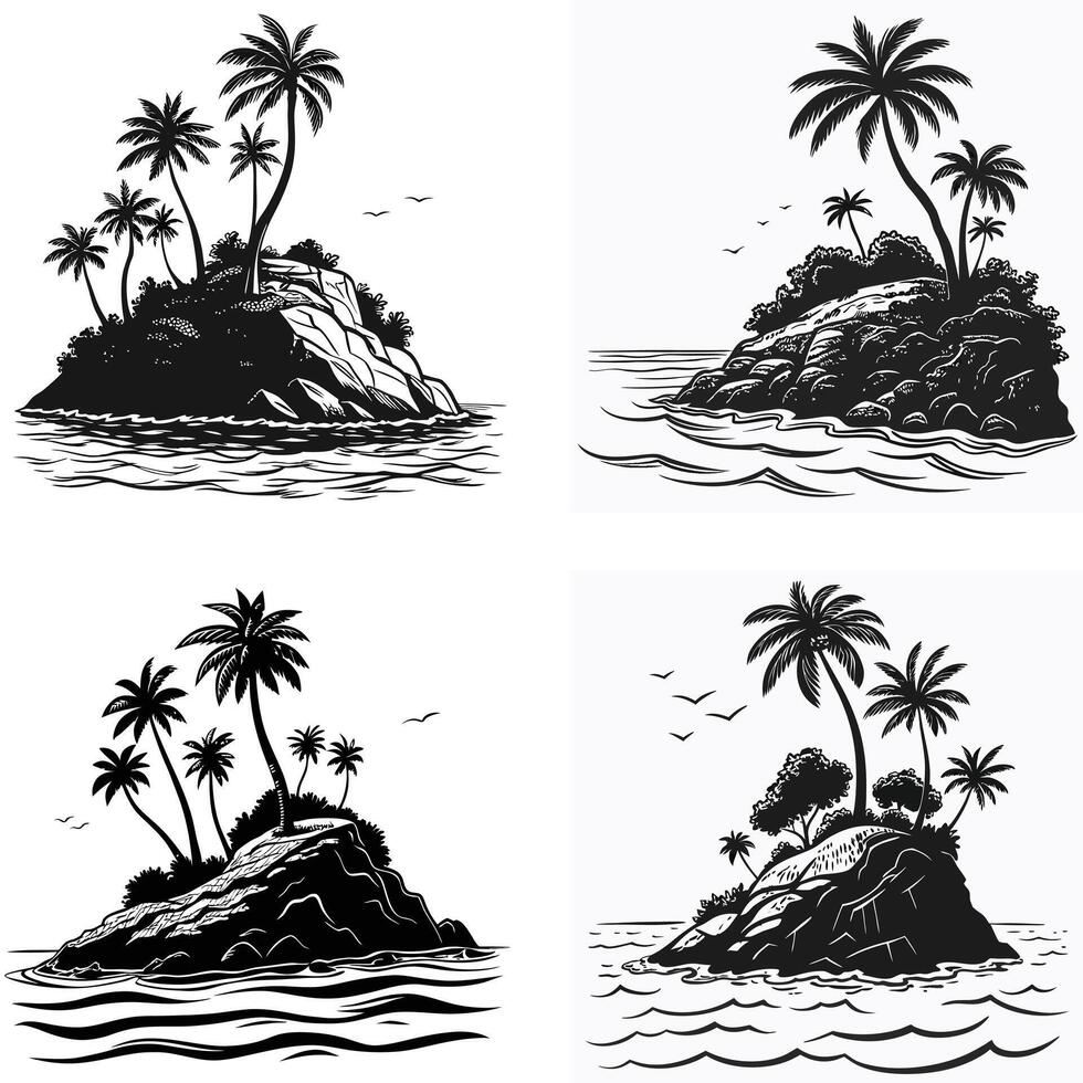 Seaside Silhouettes design vector
