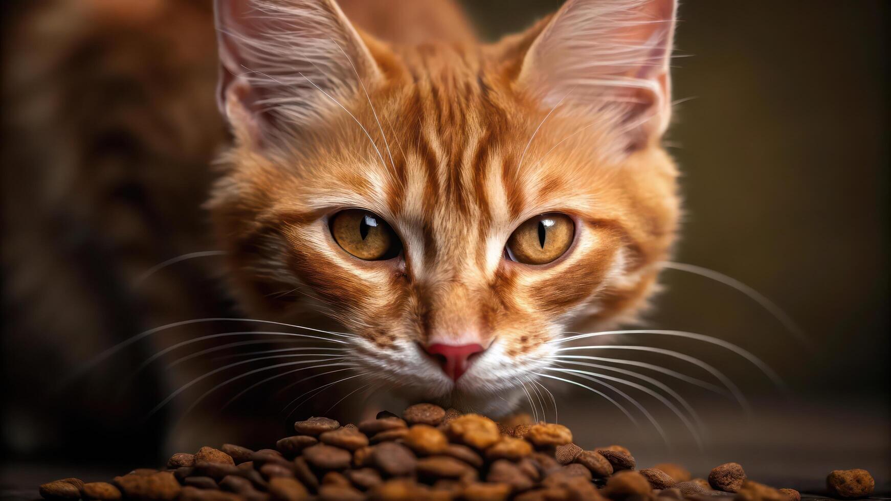 A close up of a cat eating food photo