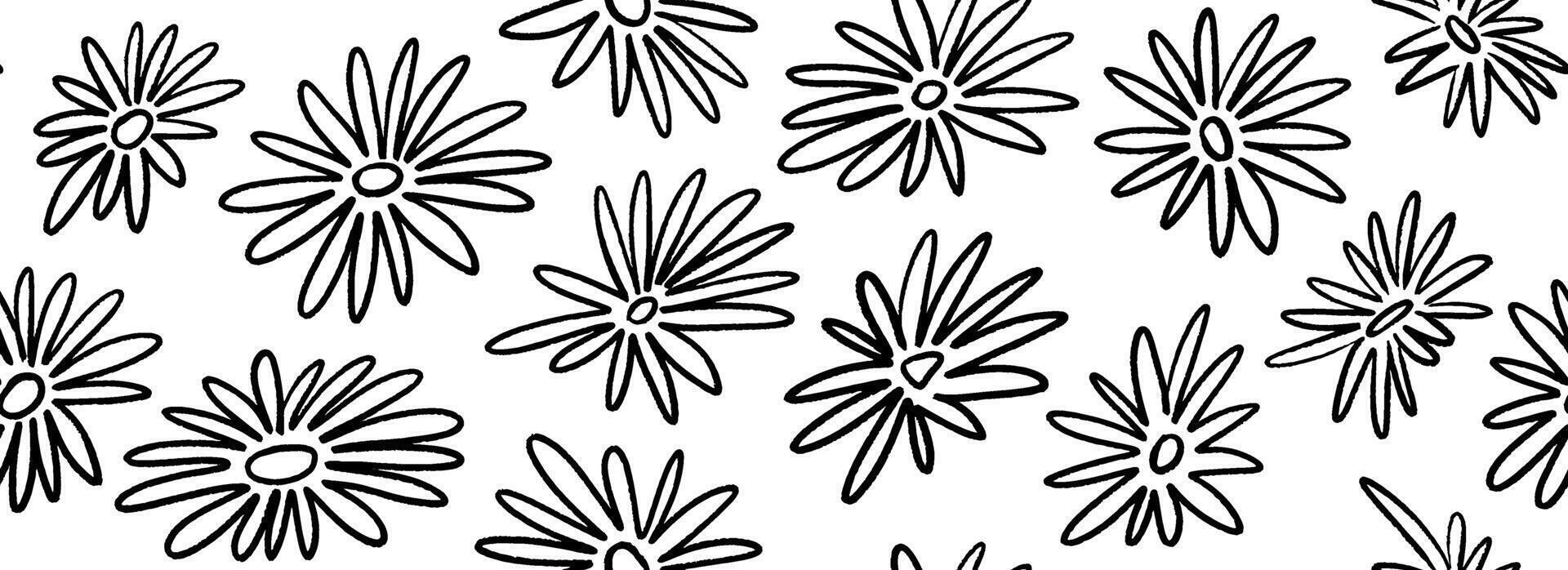 Seamless hand drawn floral pattern. Paint drawn flower motif background for fabric, cover, decor, textile print. Repeating botanical brush stroke ornament. Bloom and blossom all over wallpaper vector