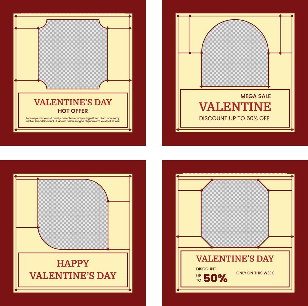red valentine template set vector
