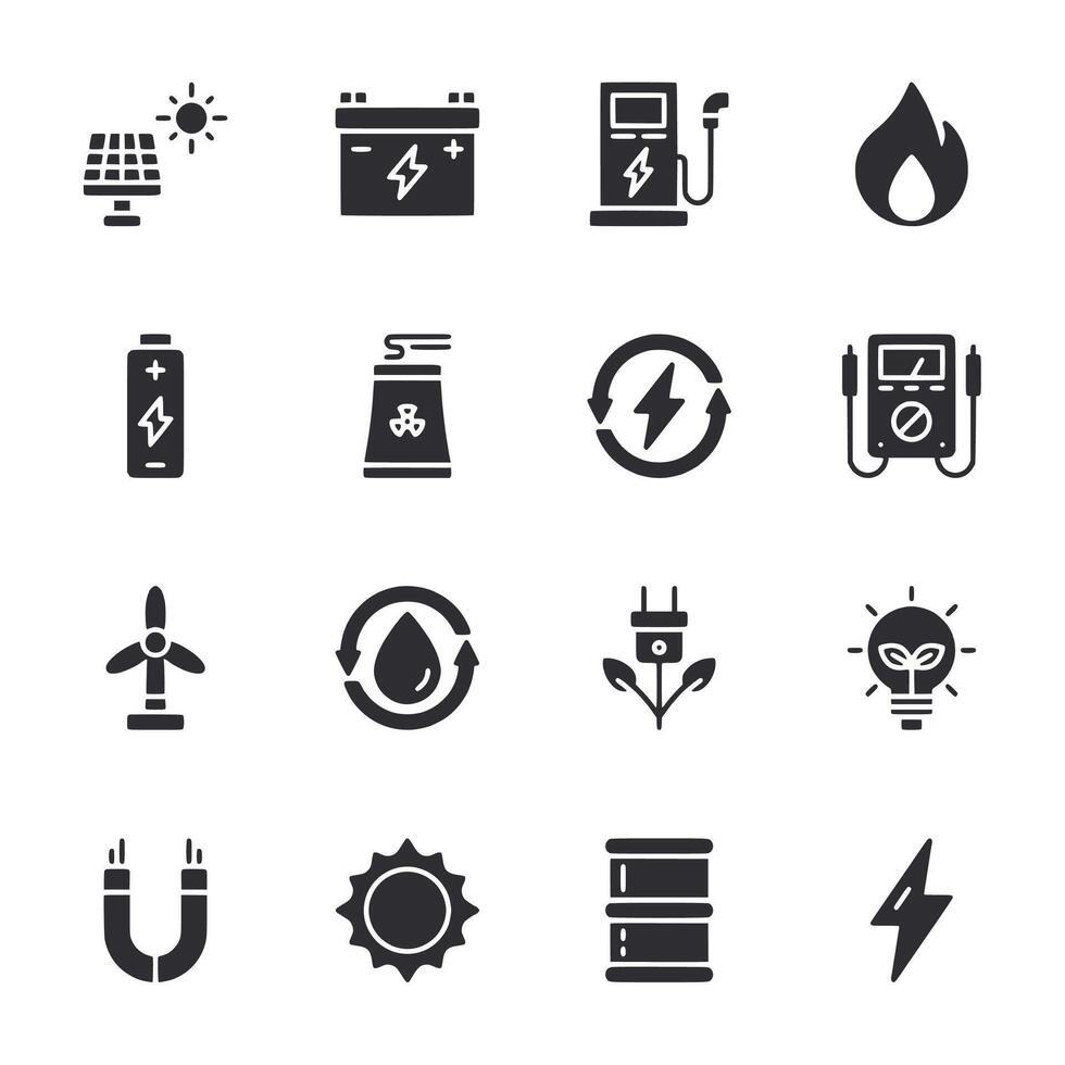 A set of icons for various energy sources and devices vector