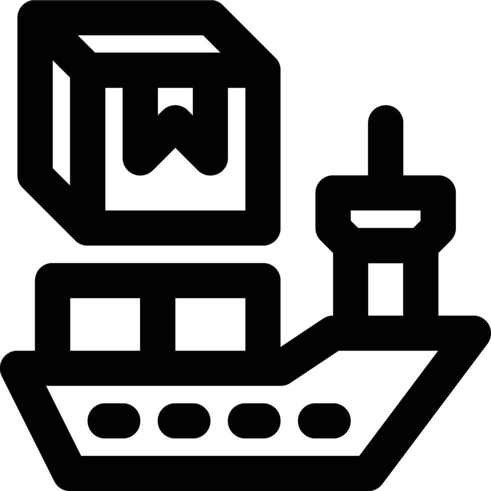 Cargo Ship, Cargo Shipping, Freighter Outline Icon vector