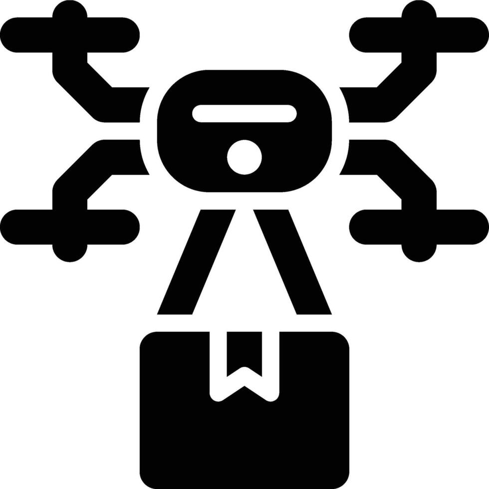 Drone Delivery, Drone Package, Drone Glyph Solid Icon vector