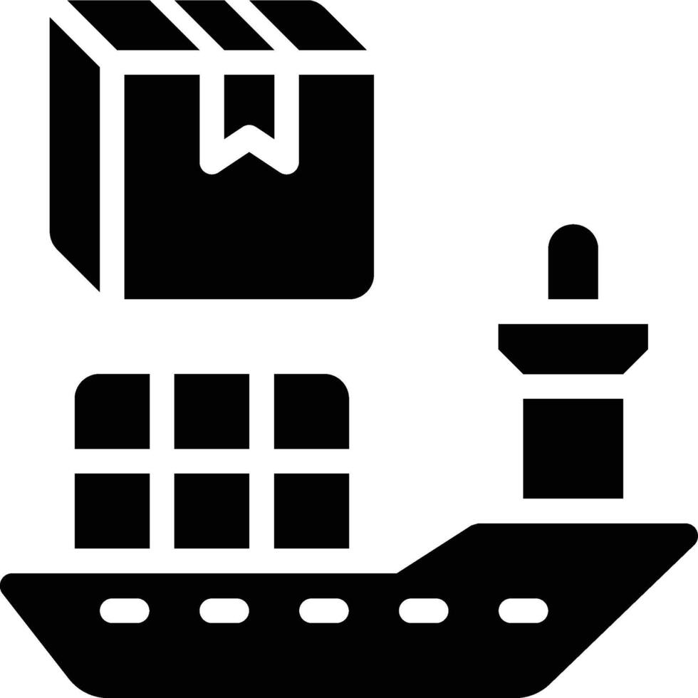 Cargo Ship, Cargo Shipping, Freighter Glyph Solid Icon vector
