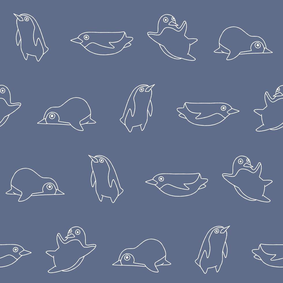 Outline Penguin Pattern Illustration Seamless for Wallpaper Background Cover Packaging vector