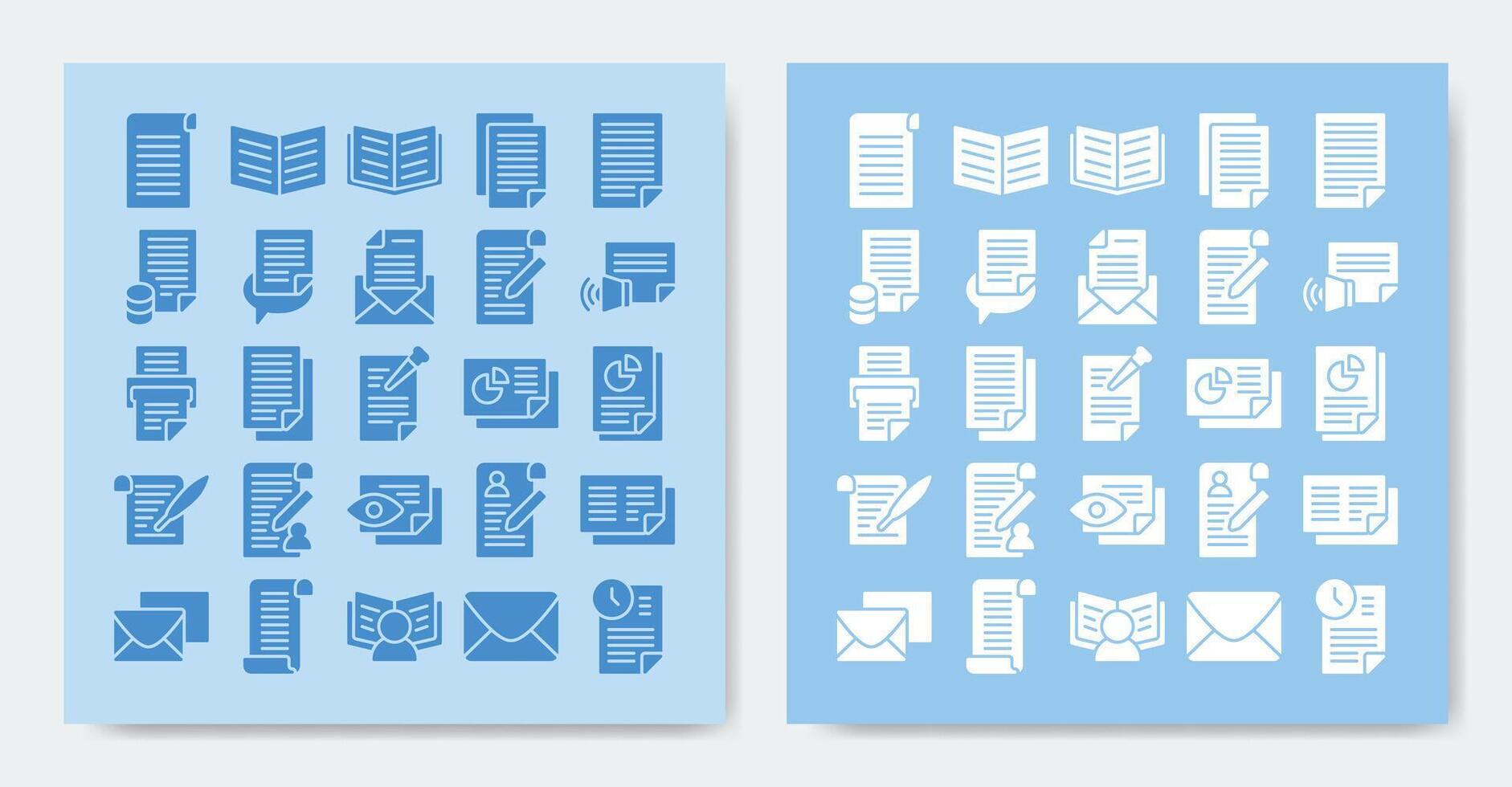 documents icon set Containing document, file, open book, report, register and more vector
