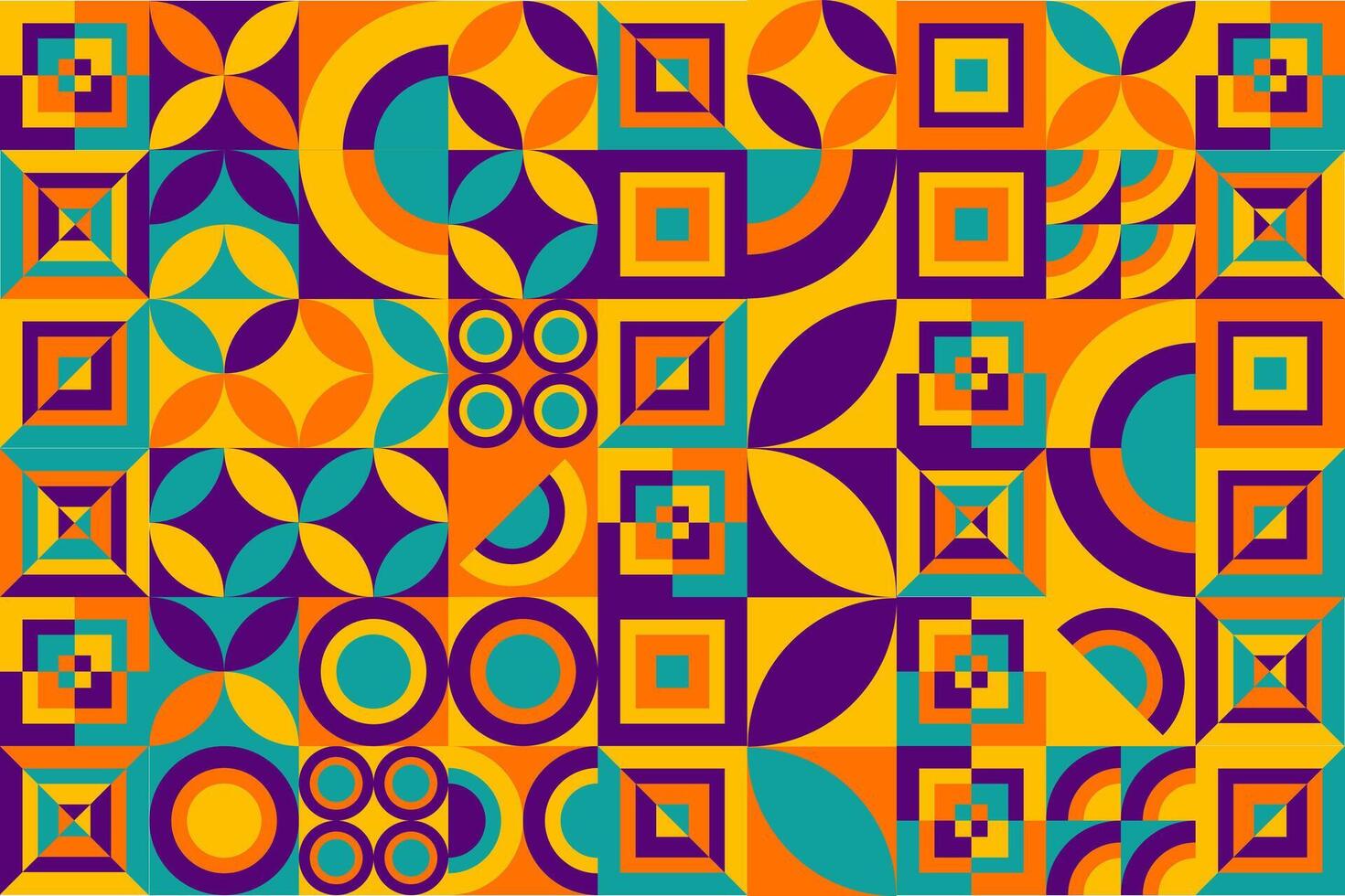 a colorful pattern with squares and circles vector