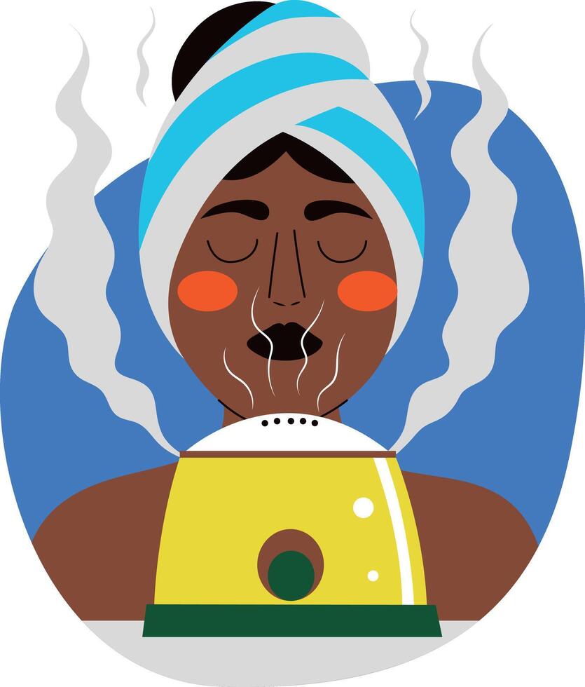 Steaming face machine illustration in flat style vector