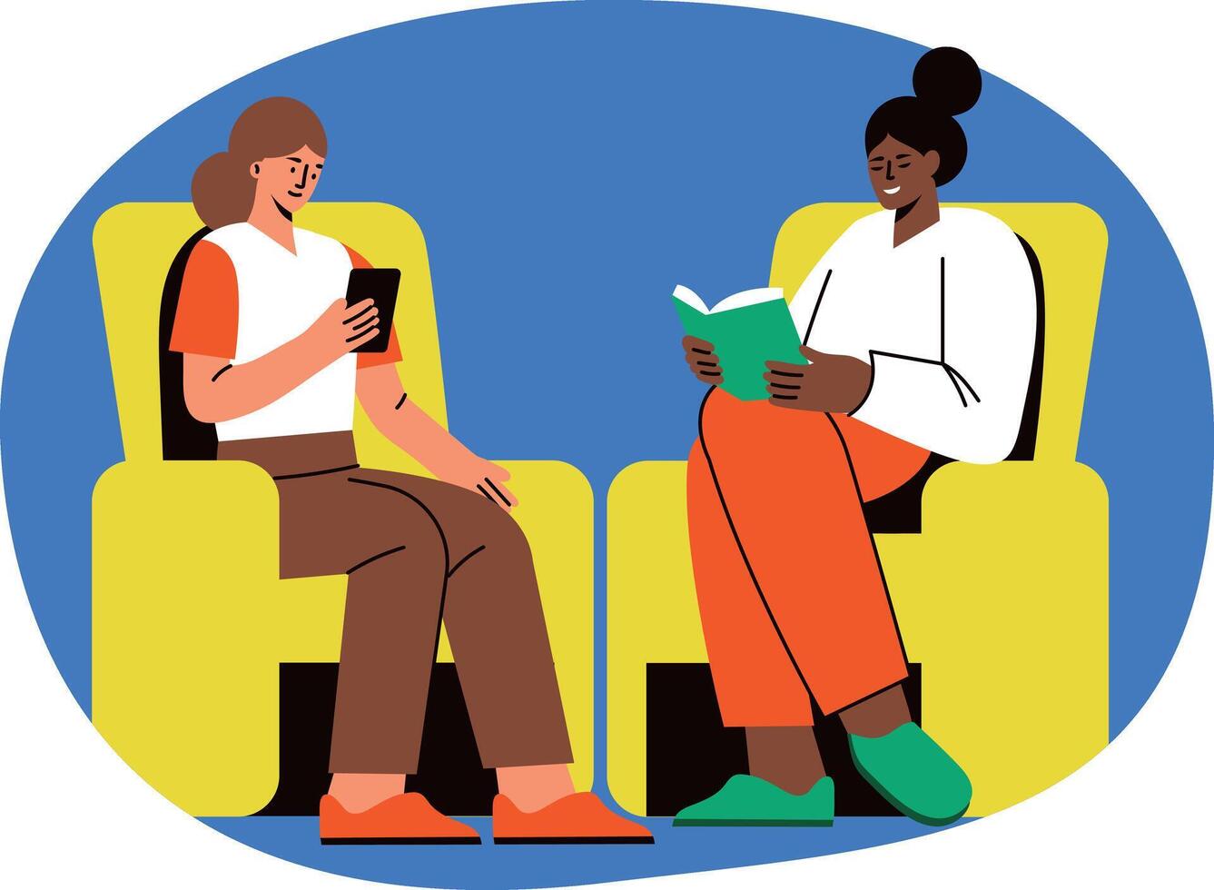 Customer waiting in lobby area, flat style illustration vector