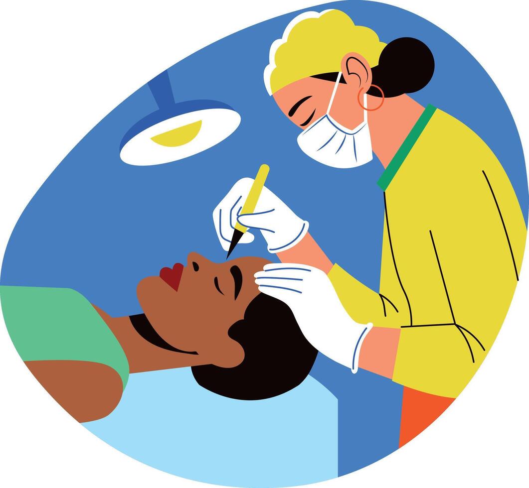 Microblading treatment illustration in flat style vector