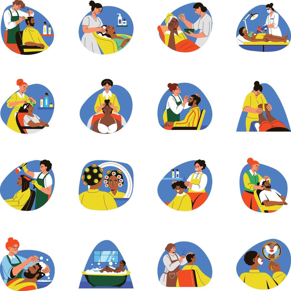 Collection of Spa and Salon Flat Illustrations vector