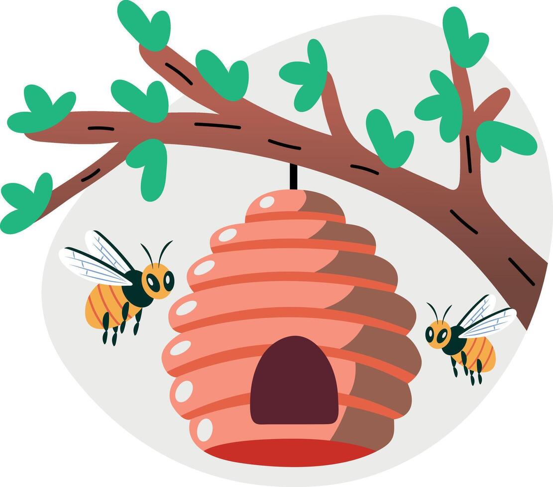 A flat style illustration of hanging beehive vector